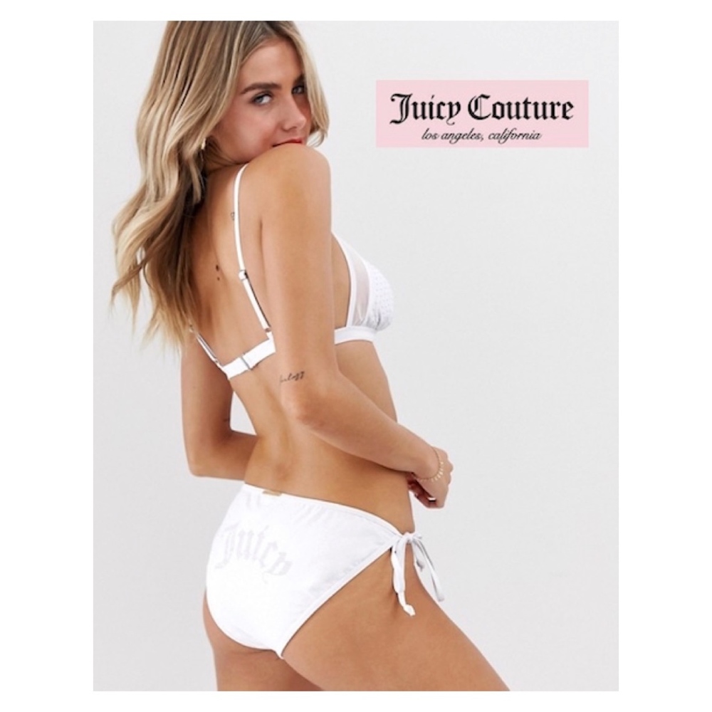 NWT 98 JUICY COUTURE Women L Pearl Logo Side-Tie Bikini Set